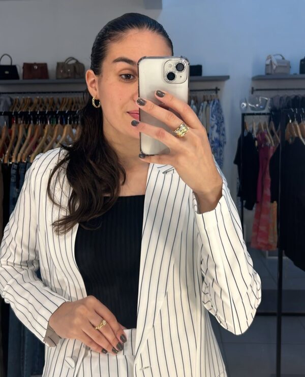 BLAZER ALFAIATARIA ALONGADO RISCA DE GIZ ZIANN BRANCO - Image 3