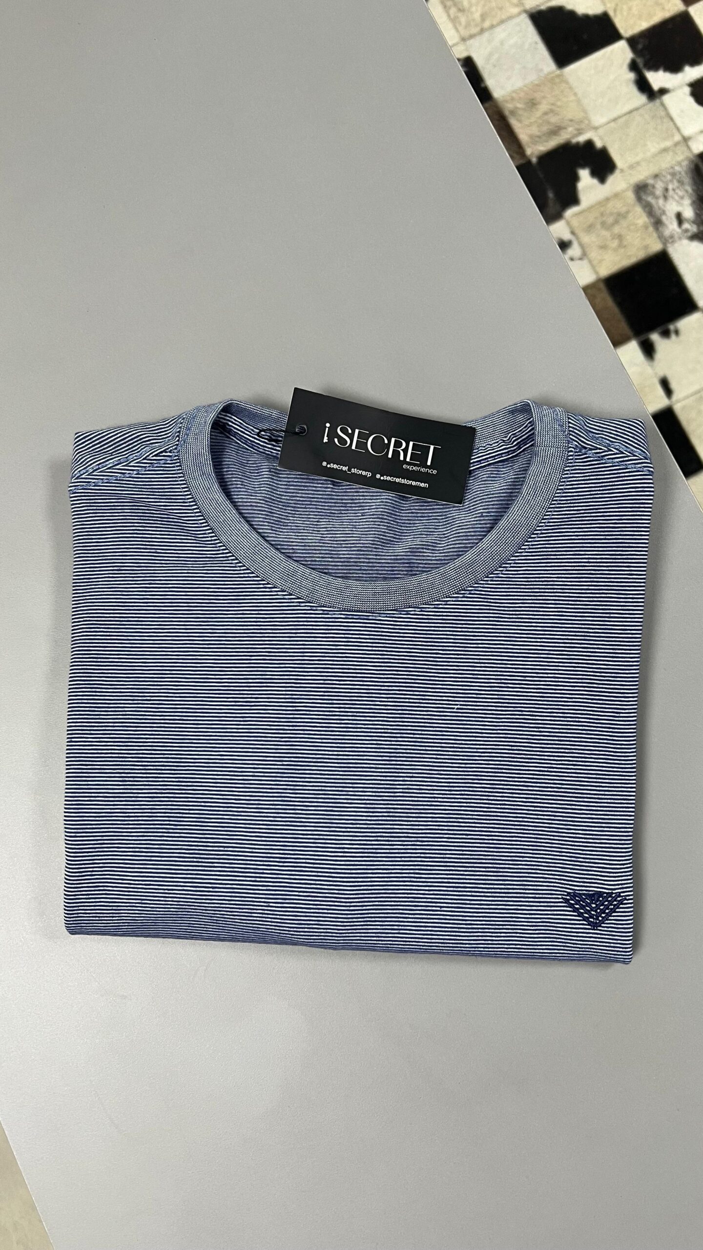 CAMISETA ALGODÃO AKS – AZUL CLARO LISTRAS